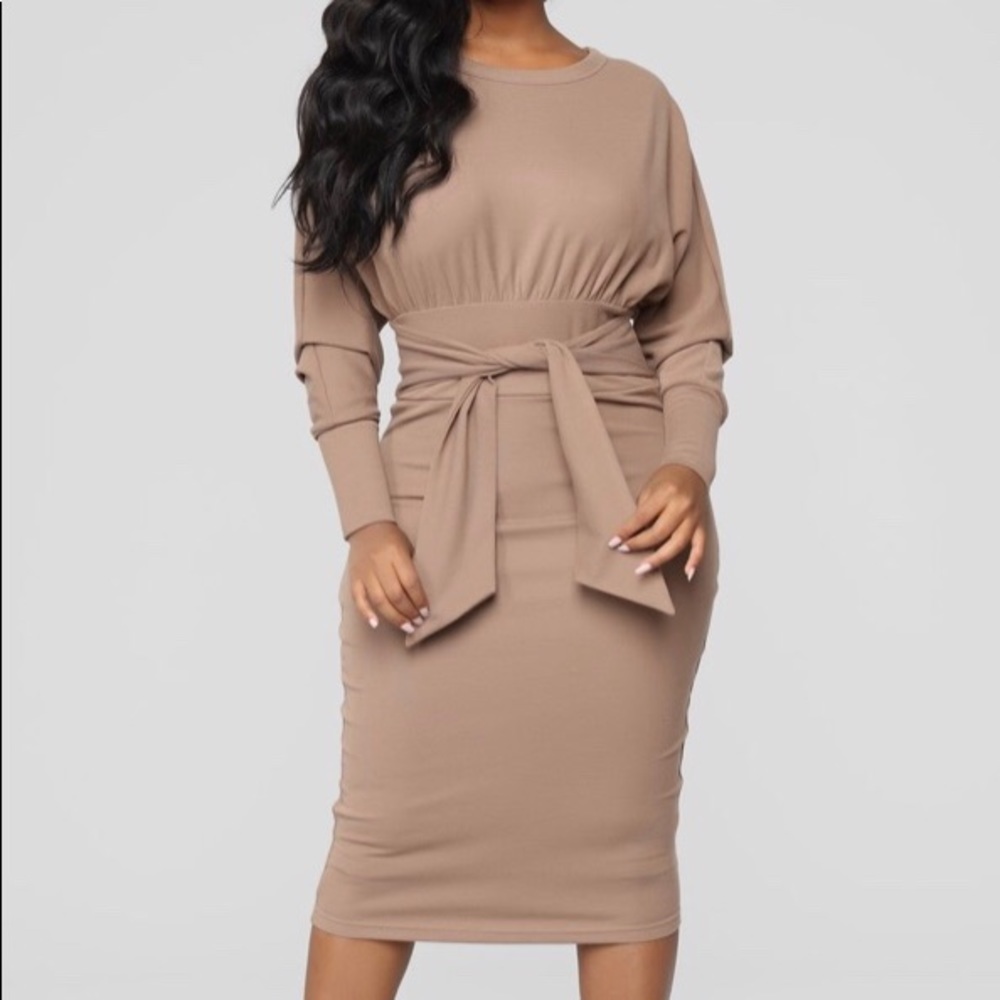 Fashion Nova I’m Soft Taupe Dress